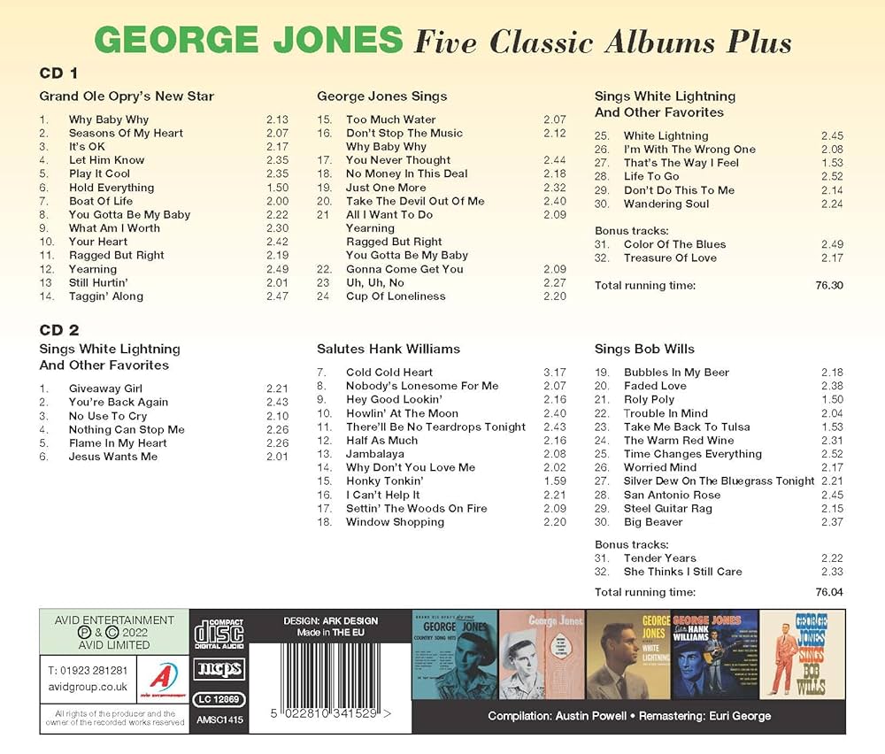 その他 Five Classic Albums [CD] George Jones - Five Classic Albums Plus - Amazon.com Music